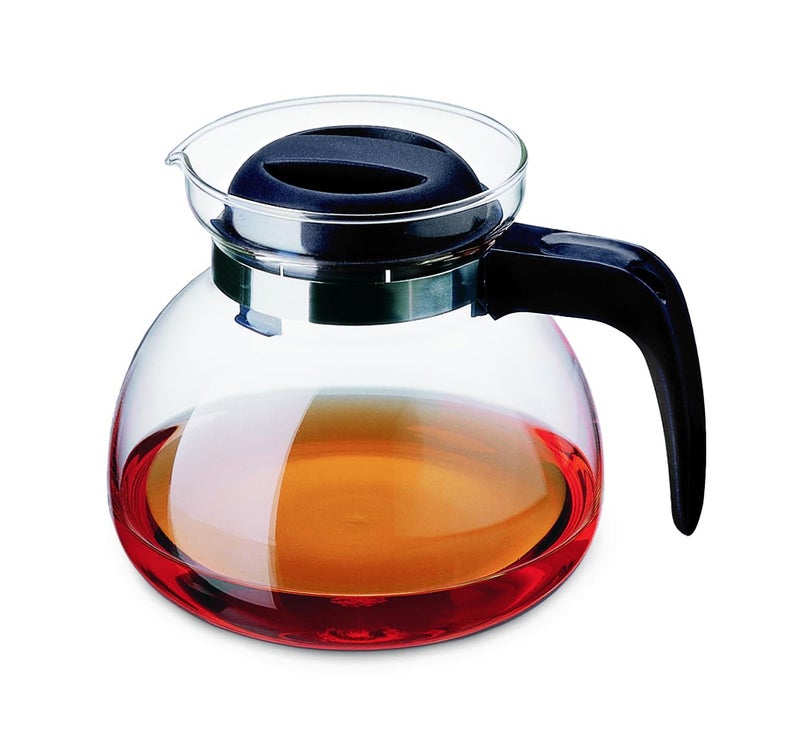 Simax Glassware 25 Quart Glass Teapot Short Spout Stay Cool Plastic Handle and Lid Stovetop and Dishwasher Safe Heat Cold and Thermal Shock Resistant Borosilicate Glass