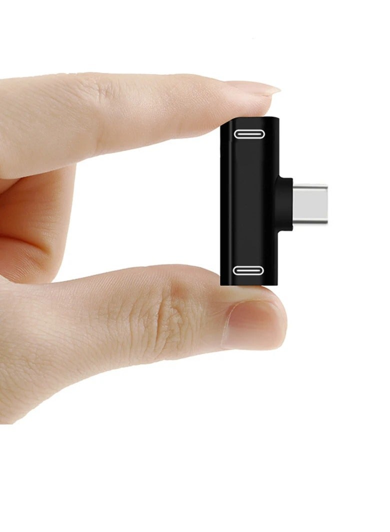 AROAQ 3 Ports Double Type C Adapter, Multifunctional Reliable Alloy USB Type C To Dual Type C Splitter Converter, Exquisite And Compact High Speed Charging Cable Earphone Converter, (Silver) - Image 2