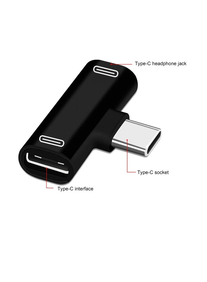 AROAQ 3 Ports Double Type C Adapter, Multifunctional Reliable Alloy USB Type C To Dual Type C Splitter Converter, Exquisite And Compact High Speed Charging Cable Earphone Converter, (Silver) - Image 4