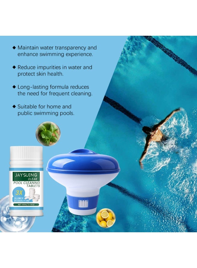Jaysuing 1 Swimming Pool Disinfection Automatic Dispenser + 3 Bottles of Swimming Pool Cleaning Effervescent Tablet Set - Image 2