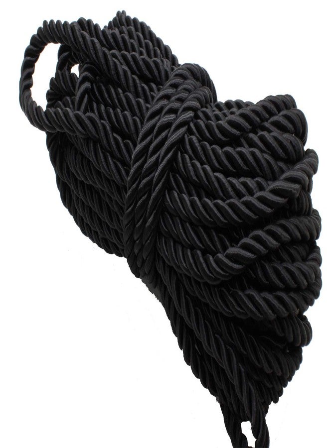 PAMIR TONG Black 5mm Twisted Satin Cord for Crafts 10 Yards Braided Decorative Cotton Cords Trims Polyester Twine Cord Thick Round Fabric Rope Thread for Sewing-DIY Projects Supplies - Image 1