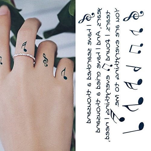 Oottati 2 Sheets Small Cute Temporary Tattoo Stickers Music Notes Finger for Men Women Teens