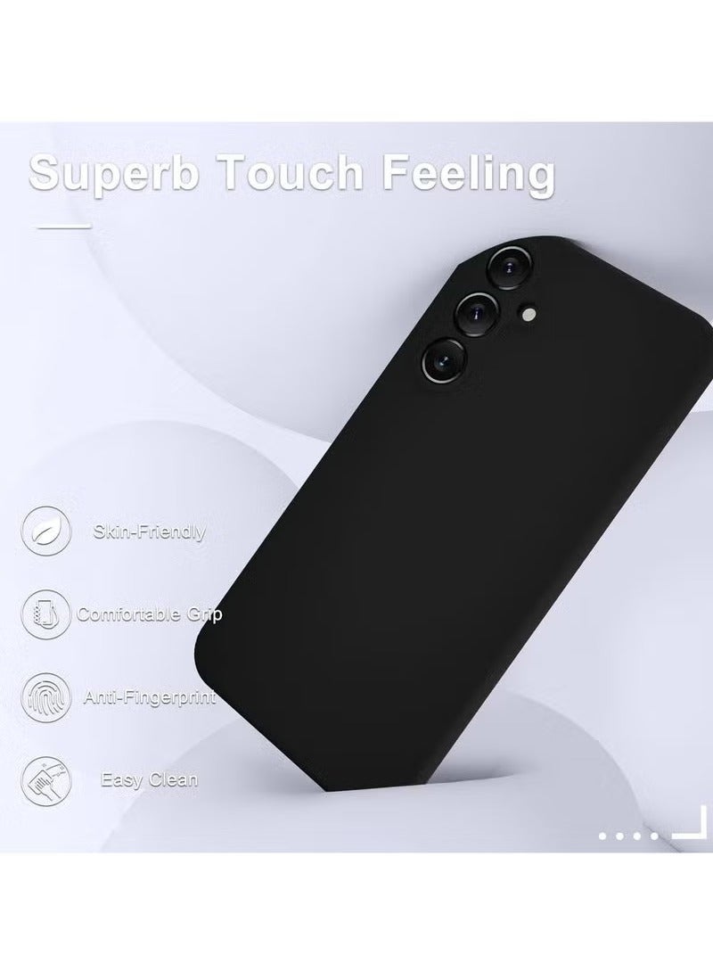 DUSALA Samsung Galaxy A25 5G Case – Slim Liquid Silicone Shockproof Phone Cover with Soft Anti-Scratch Microfiber Lining | Includes 1 Tempered Glass Screen Protector | Wireless Charging Compatible | Full Body Drop Protection | Matte Anti-Fingerprint Finish – Black - Image 3
