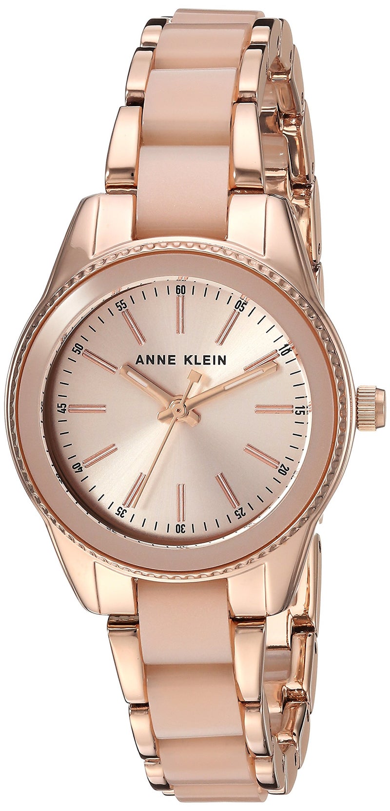 ANNE KLEIN ساعة معصم نسائية من آن كلاين بتصميم وردي ذهبي وراتنج وردي فاتح - Image 1