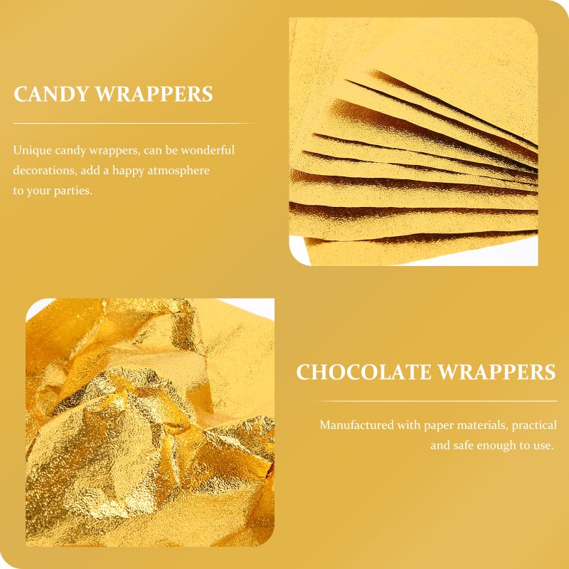 400pcs Candy Wrapping Paper Paper Foil Paper for Chocolate Package (Golden) - Image 3