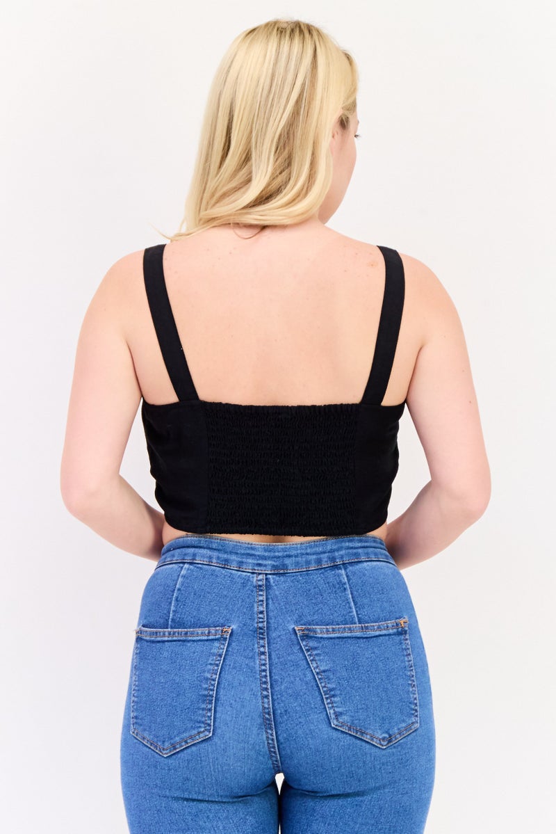 ONLY Women V-Neck Solid Tank Top, Black - Image 3