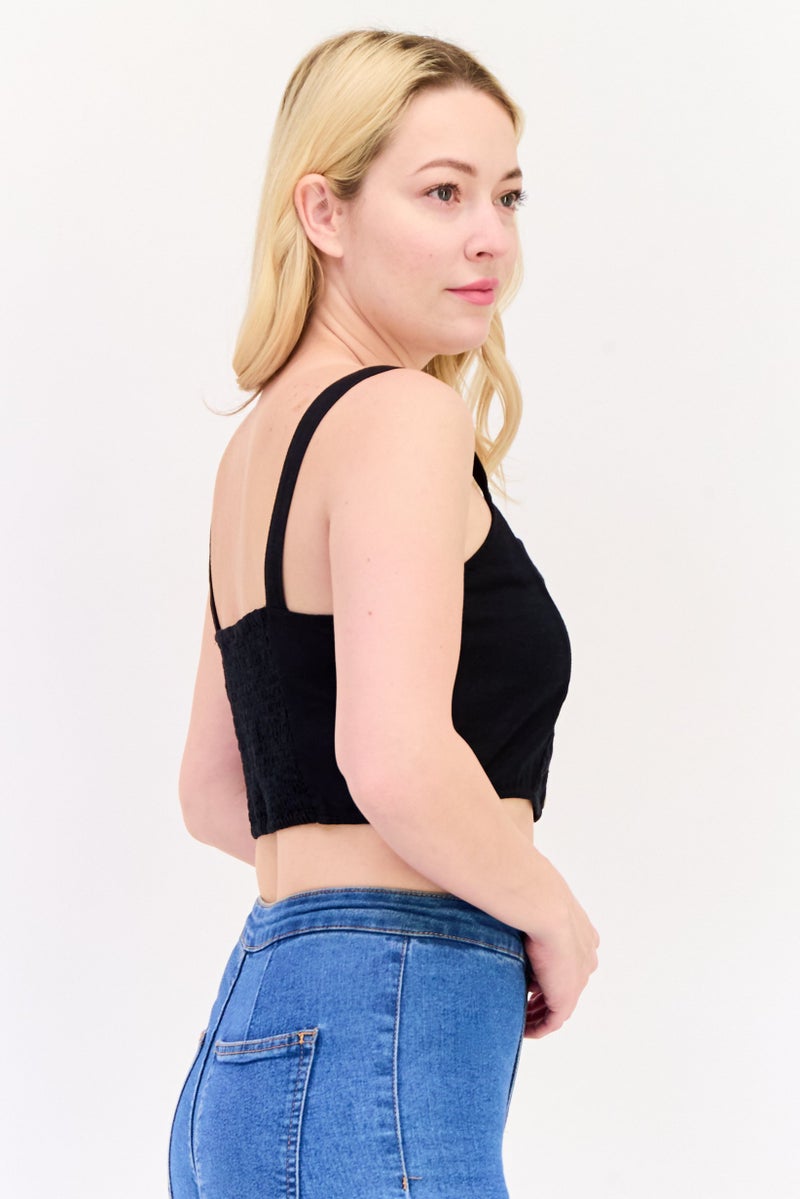 ONLY Women V-Neck Solid Tank Top, Black - Image 4