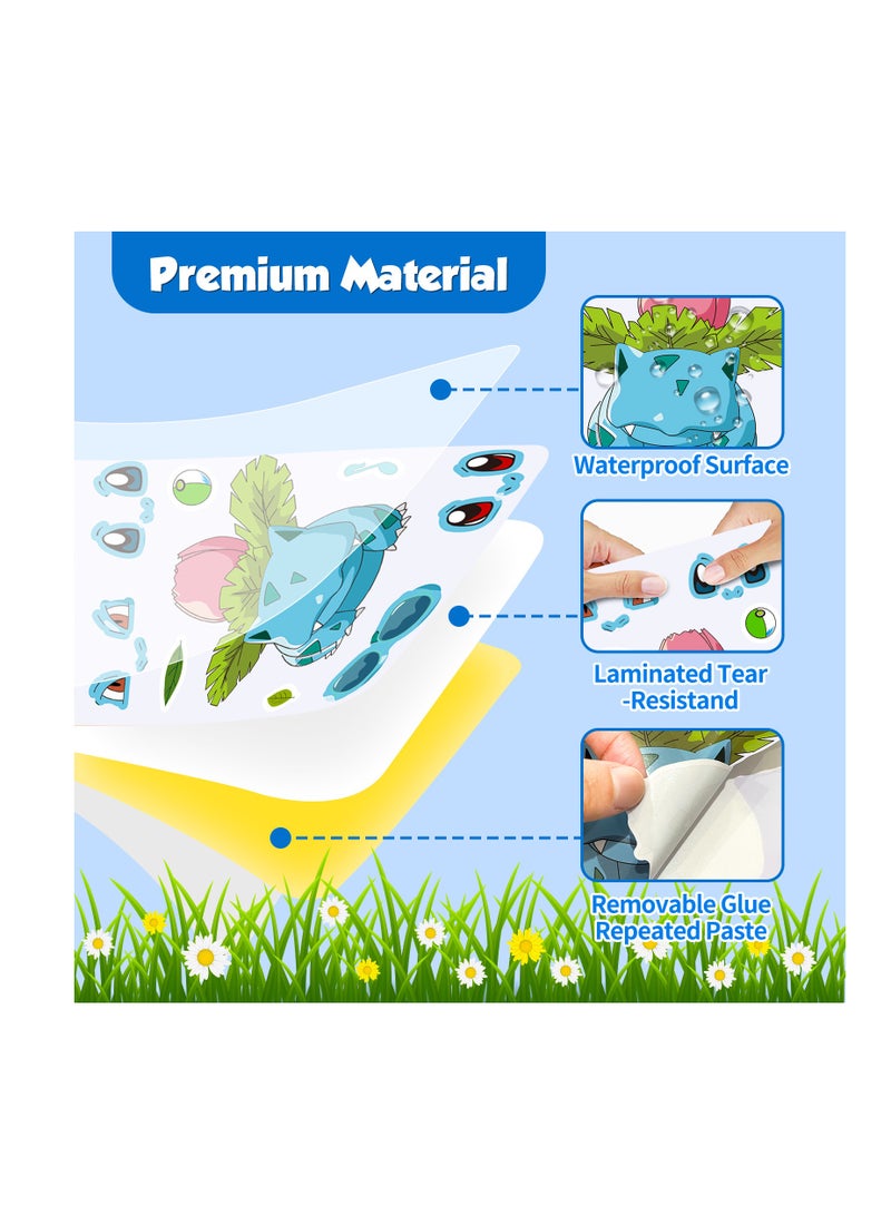 6 قطع / مجموعة من الملصقات الإبداعية اللطيفة الخاصة بك، ملصقات تعليمية لحيوانات كرتونية تصنع ورقة لاصقة لغز الوجه - Image 4