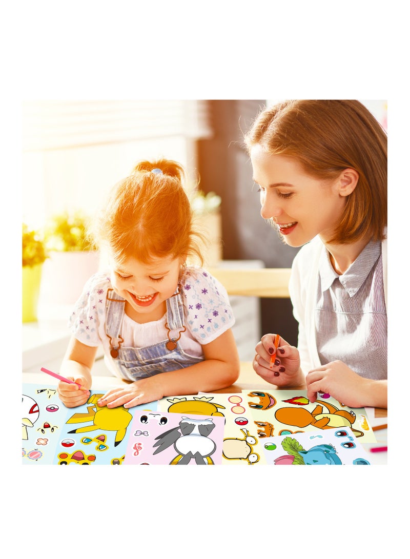 6 قطع / مجموعة من الملصقات الإبداعية اللطيفة الخاصة بك، ملصقات تعليمية لحيوانات كرتونية تصنع ورقة لاصقة لغز الوجه - Image 5