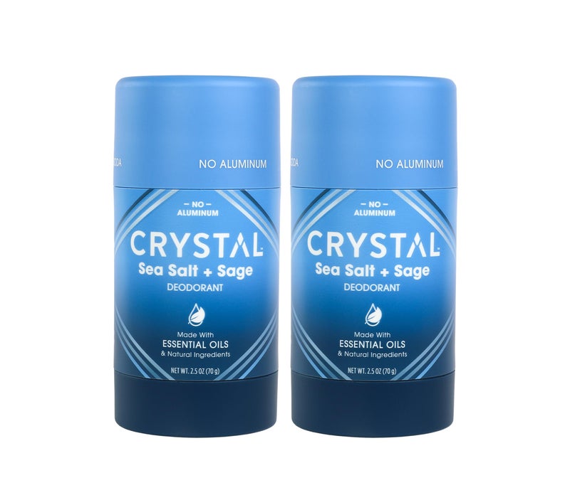CRYSTAL ESSENCE CRYSTAL Magnesium Solid Stick Natural Deodorant NonIrritating Aluminum Free Deodorant for Men or Women Safely and Effectively Fights Odor Baking Soda Free Sea Salt  Sage 25 oz Pack of 2