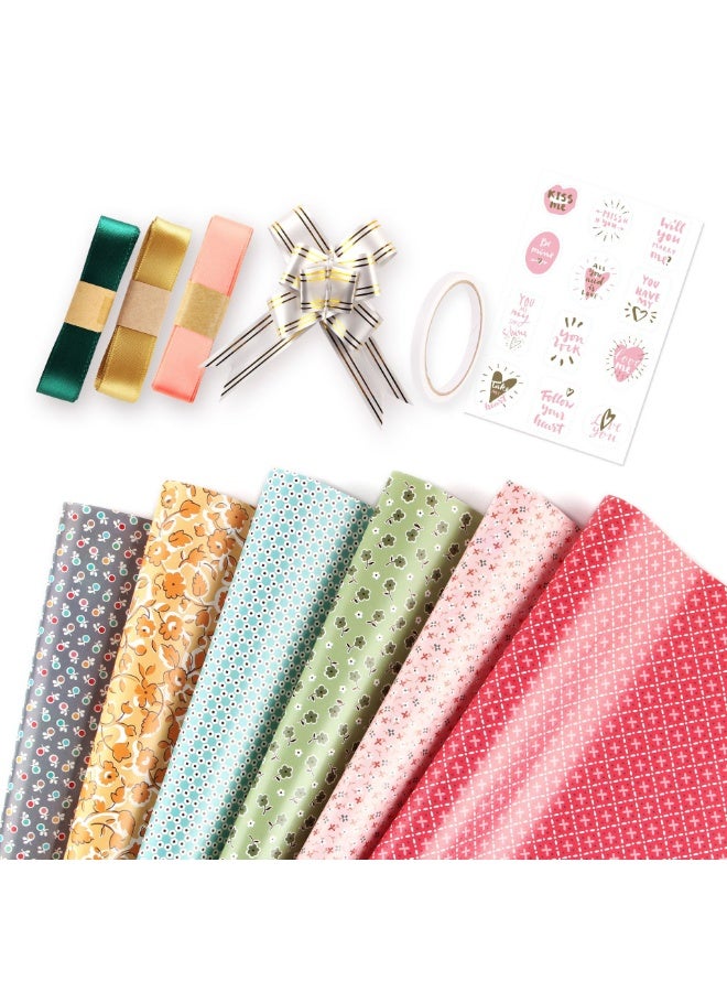 نيمبوت 6 أوراق ورق تغليف الهدايا مع الملحقات، ورق تغليف هدايا العطلات، ورق تغليف هدايا عيد الميلاد DIY، ورق تغليف الهدايا لأعياد الميلاد، العطلات، الزفاف، الحفلات، تغليف هدايا الأطفال (70 سم × 50 سم) - Image 4
