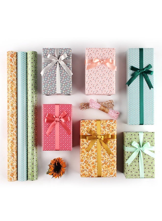 NIIMBOT 12Pcs Gift Wrapping Paper Set, Holiday Gift Wrapping Paper with Ribbon, Bow Sticker and Tape, Reusable Wrapping Paper for Birthday, Wedding, Party, Kids DIY Craft Wrapping, 70cm x 50cm per Sheet - Image 4