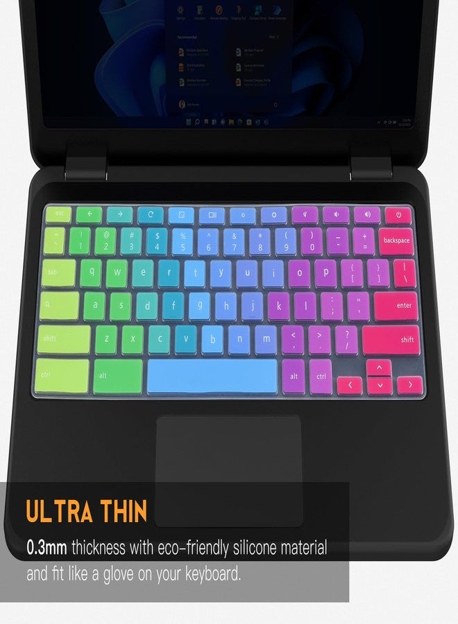 كايسباي غطاء لوحة مفاتيح ملون من CaseBuy لأجهزة Dell Chromebook 11.6 بوصة (موديلات 3100 و3110) / Chromebook 11 (موديلات 3120 و3180 و3181 و3189 و5190 وP22T) / Chromebook 13 (موديل 3380) / غطاء حماية، ملحقات Dell Chromebook، ألوان قوس قزح - Image 3