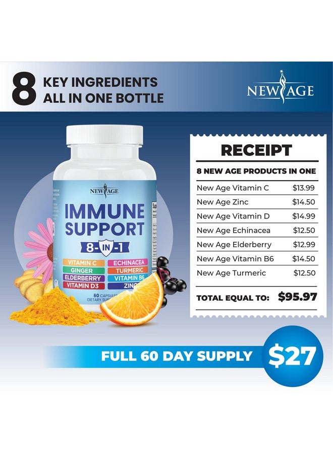 8 In 1 Immune Support Booster Supplement With Elderberry Vitamin C And Zinc 50Mg Vitamin D 5000 Iu Turmeric Curcumin & Ginger B6 Echinacea 120 Count (Pack Of 2) - pzsku/ZCE04B89D2D94889D357DZ/45/_/1695134120/b02cffae-27ed-402f-8a23-38919e92a0e0