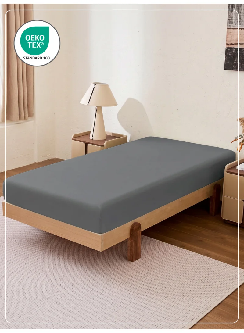 Donetella Gargoyle 1 Pcs Single Fitted Sheet 90x200 cm | OEKO-TEX Certified Brushed Microfiber Deep Pocket Sheet with All Around Elastic | Ultra Soft, Wrinkle Resistant, Easy Care, Safe for Sensitive Skin  | Best Price UAE