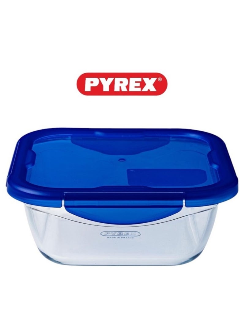 Pyrex Cook&Go 1.5L Square Storage Dish with Airtight Lid - Versatile Freezer-to-Oven Solution Blue 1.5Liters - Image 2