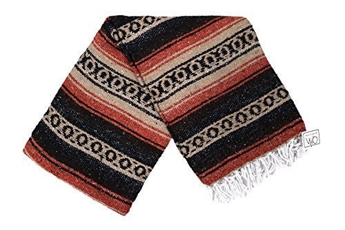 Open Road Goods Heavyweight Mexican Falsa Yoga Blanket Extra Thick with Stripes  Great BeachPicnic Blanket Mexican Blanket or Throw  Handmade Traditional Mexican Blanket in Orange Black and Brown 