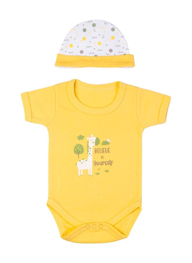 Babies Basic 5 Piece Unisex 100% Cotton Gift Set Include Bib, Romper, Mittens, Cap And Sleepsuit/Jumpsuit- Believe In Yourself  - Image 5