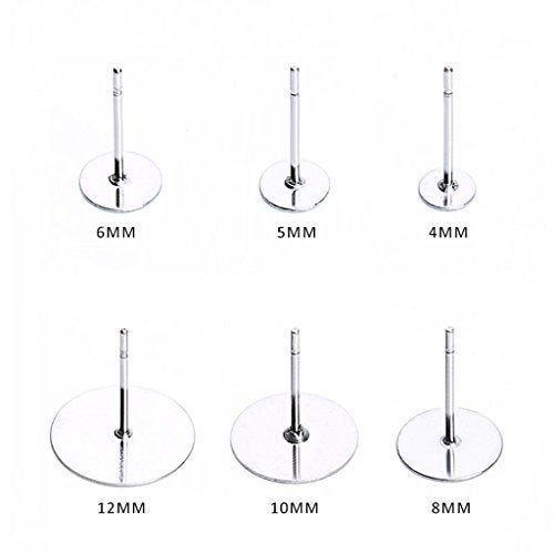 Newless 100 Pieces Stainless Steel Earrings Posts Flat Pad,100 Pieces Butterfly Earring Backs,100 Pieces Bullet Earring Backs,Total 300 Pieces (4mm) - Image 4