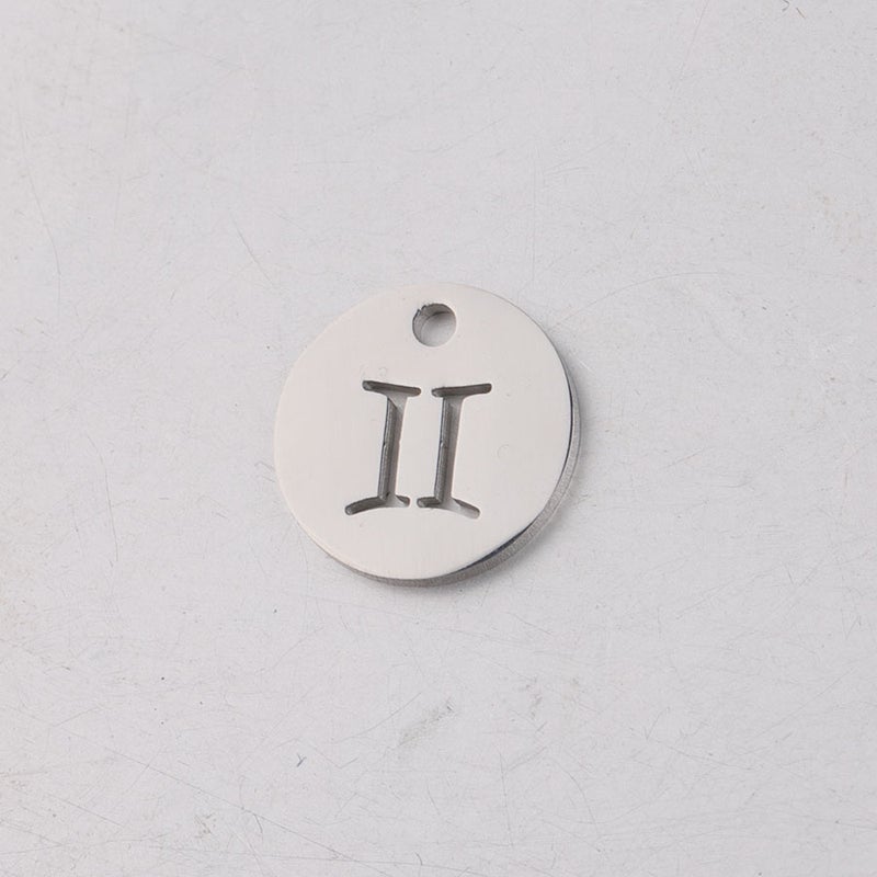 Generic 12mm Titanium Steel Mirror Pendant Zodiac DIY 3-Gemini 
