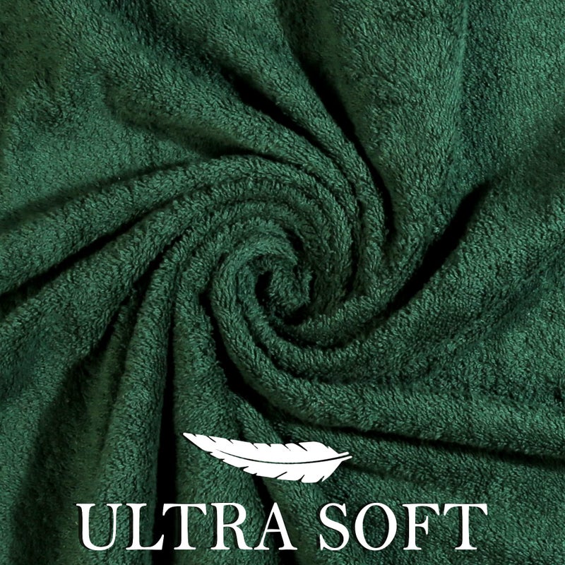 CRAFTBERRY Luxury Bath Towels Set -100% Cotton- 2 Bath, 2 Hand & 2 Washcloths- Large, Thick, Fluffy, Absorbent, Quick Dry, Soft & Plush - 6 Piece Luxury Bathroom Towels - Dark Green/Forest Green - Image 2