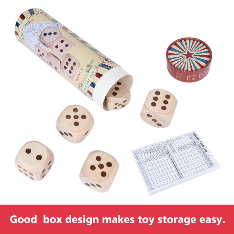 GOTHINK Giant Wooden Yard Dice Set  Get The Party Started with 5 Jumbo Dices  Perfect for Outdoor Fun and Games  Includes Scoreboard and Storage Box - Image 5