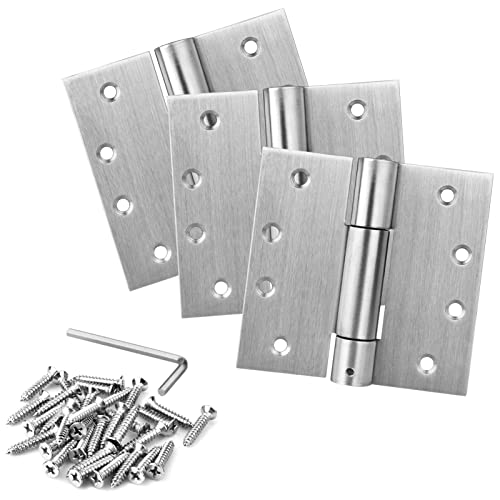 MOUNTAIN_ARK 3 Pack 4" x 4" Self Closing Door Hinges, Adjustable Tension Spring Hinges, Stainless Steel - Image 1
