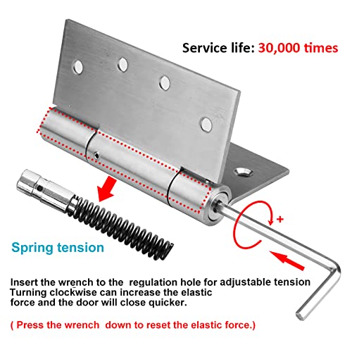 MOUNTAIN_ARK 3 Pack 4" x 4" Self Closing Door Hinges, Adjustable Tension Spring Hinges, Stainless Steel - Image 4