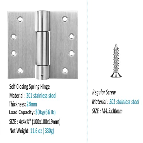 MOUNTAIN_ARK 3 Pack 4" x 4" Self Closing Door Hinges, Adjustable Tension Spring Hinges, Stainless Steel - Image 2