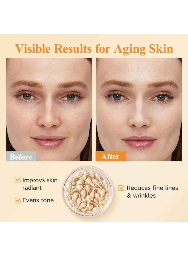 HKH Vitamin C Super Serum for Face  Anti Aging Vitamin E Facial Serum Capsules with Niacinamide Vit C Serum Oil for Women Even Skin Tone Reduce Wrinkles Moisturise Travel Friendly 38 Capsules - Image 4