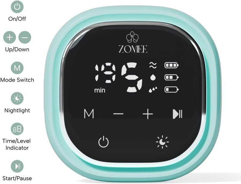 Zomee مضخة الثدي الكهربائية المزدوجة زومي Z2 مع تدليك التعبير ووضعين للمرحلة  مضخة ثدي قابلة لإعادة الشحن محمولة بدون استخدام اليدين من الدرجة الطبية - Image 4