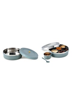 Elan Elan Stainless Steel Masala Box and Roti Papad Box | Spice Storage Container Masala Dani With 7 Containers with Small Spoon Masala Dabba For Kitchen See Through Lid Kitchen Spice Organiser (Pack of 2)  - Image 2