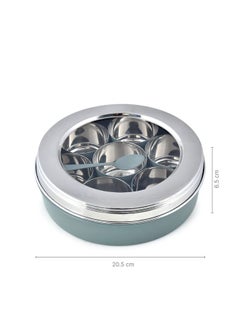 Elan Elan Stainless Steel Masala Box and Roti Papad Box | Spice Storage Container Masala Dani With 7 Containers with Small Spoon Masala Dabba For Kitchen See Through Lid Kitchen Spice Organiser (Pack of 2)  - Image 3