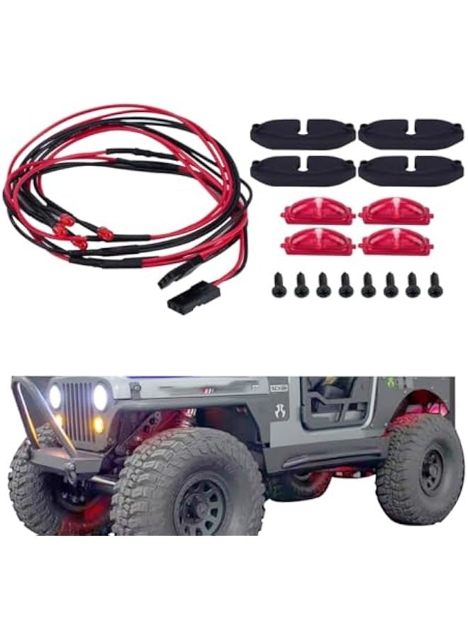 Loquat SCX10 LED RC Wheel Well Lights Kit Rock Lights with Nylon Bracket for 1/10 RC Crwarler SCX10 Uprades (Red) - Image 1