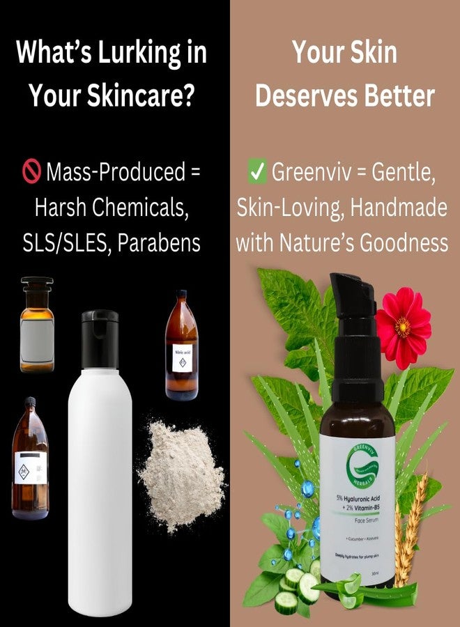Greenviv 5% Hyaluronic Acid + 2% Vitamin B5 Ultra-Hydrating Face Serum | with Aloe Vera & Cucumber | Deeply Hydrates for Plump, Soft Skin | For Dry, Irritated & Sensitive Skin | 30ml - Image 3