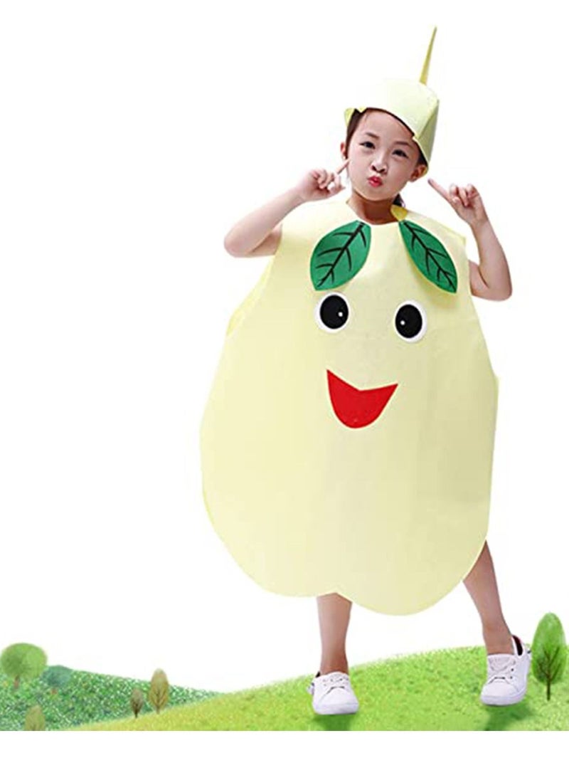 Y&D Kids Fruits Vegetables and Nature costumes Suits outfits Fancy Dress Party Boys Girls Costume Suit with Hat (Pear)  - Image 1