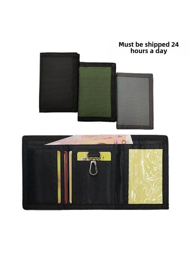 Folding Oxford Cloth Men's Wallet 30% High-end Travel Wallet Short Sincere E Credit Card Bag In Stock-Color:Navy Blue - Image 2