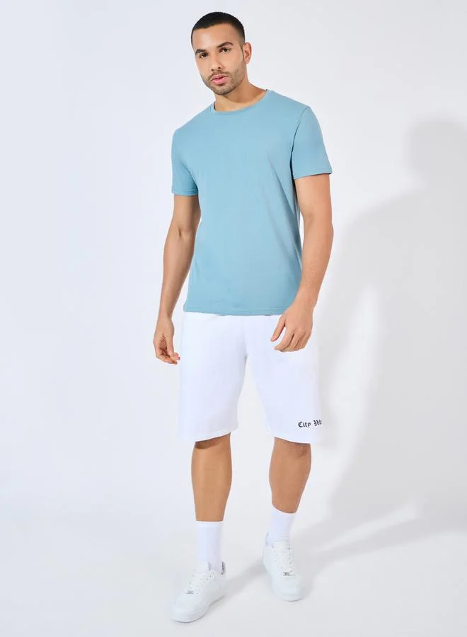 Styli Solid Regular Fit Cotton Rich T-Shirt