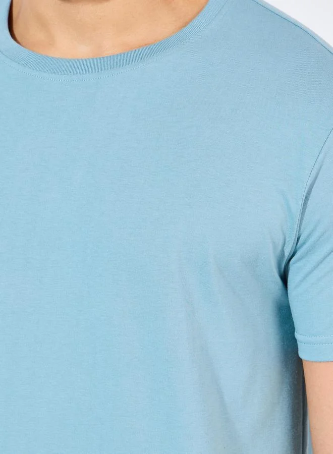Styli Solid Regular Fit Cotton Rich T-Shirt