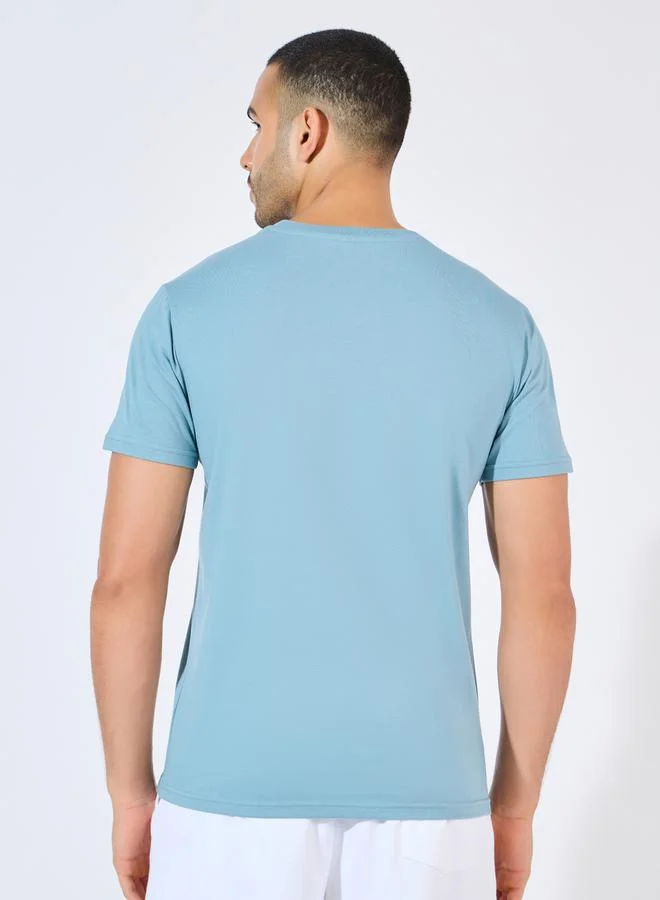 Styli Solid Regular Fit Cotton Rich T-Shirt