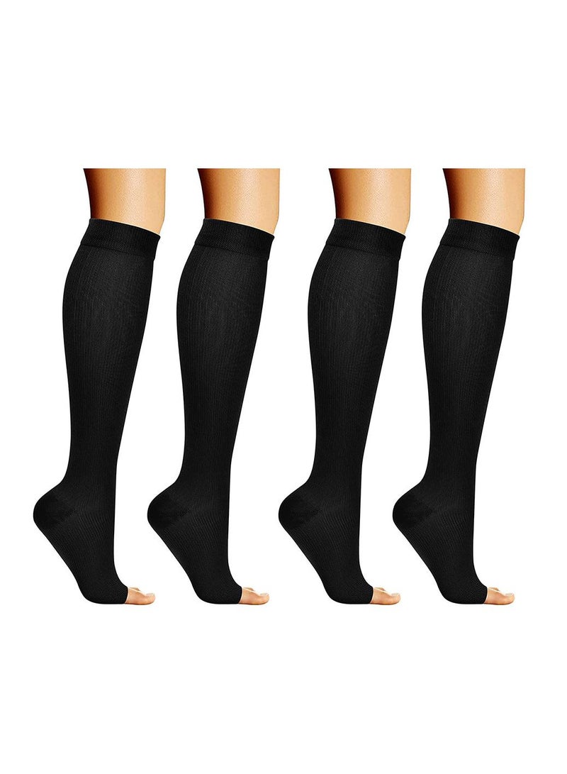 Sweet seven Toeless Compression Socks 15-20 mmHg - Knee High Stockings for Improved Circulation - 2 Pairs for Women and Men - Image 1