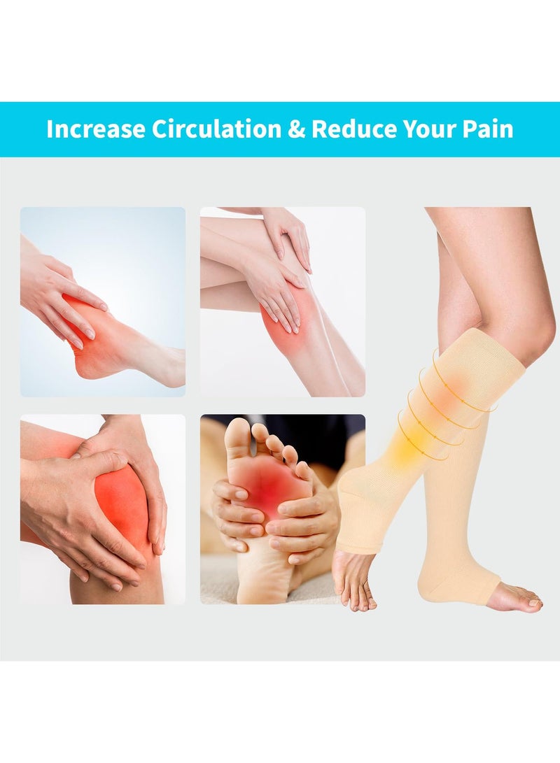 Sweet seven Toeless Compression Socks 15-20 mmHg - Knee High Stockings for Improved Circulation - 2 Pairs for Women and Men - Image 4