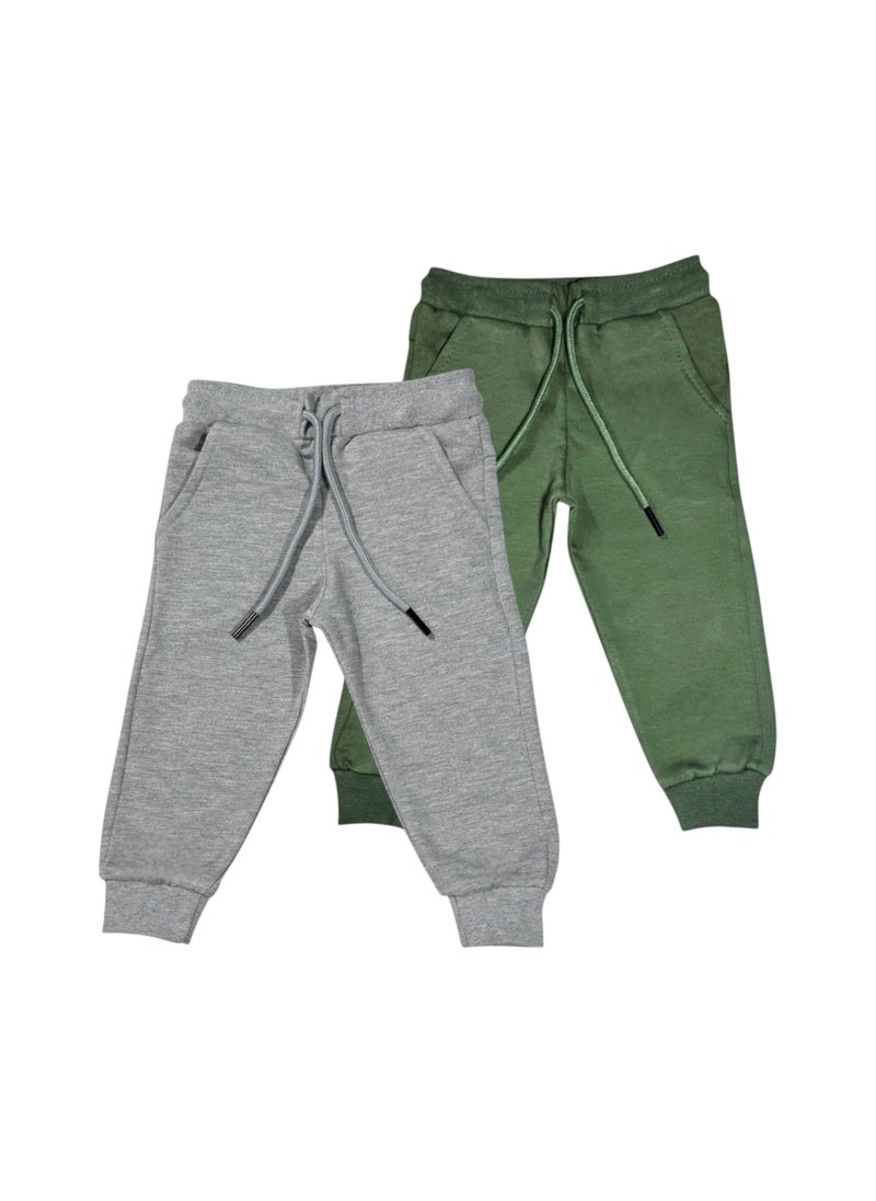 Baby Co. Light grey & Olive green kids sweatpants (2 pack) 