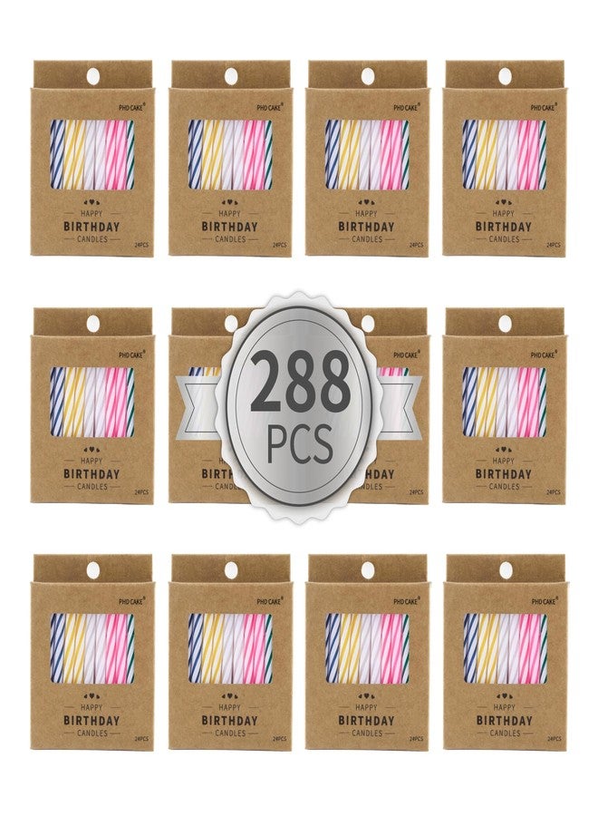 PHD CAKE 288-Count Multicolored Spiral Birthday Candle, Birthday Candles for Cake, Cupcake Candles, Party Celebration - Image 1