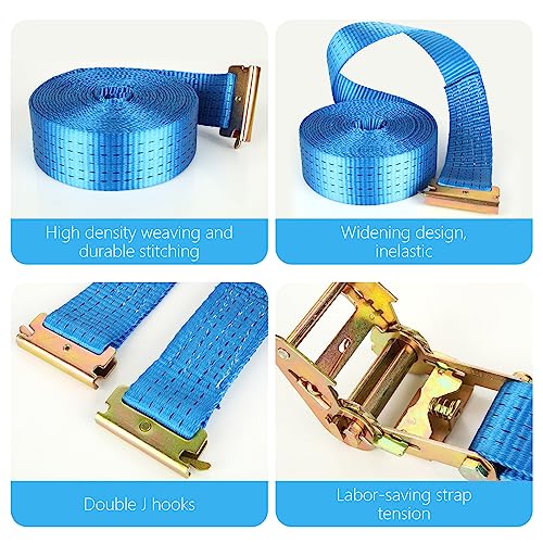 LISHINE 2 Pack Heavy Duty Ratchet E Track Straps - 20ft, 11000 LBS Break Strength, Etrack Tie Down Straps for Trailer, Trucks - Image 3