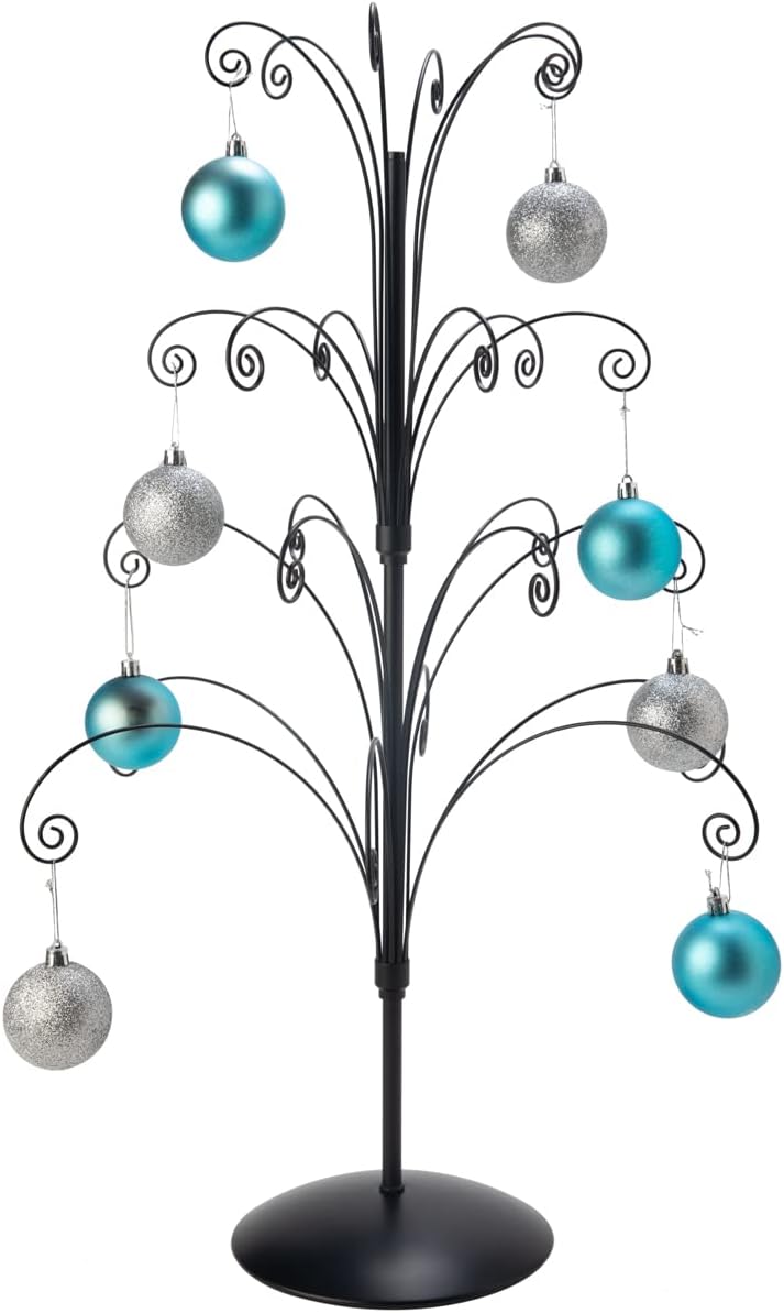 Creative Hobbies 3 Foot Christmas Ornament Display Tree Stand Metal, Black Color, Ornament Holder Tree, Metal Ornament Display Tree Holds 24 Ornaments - Image 1