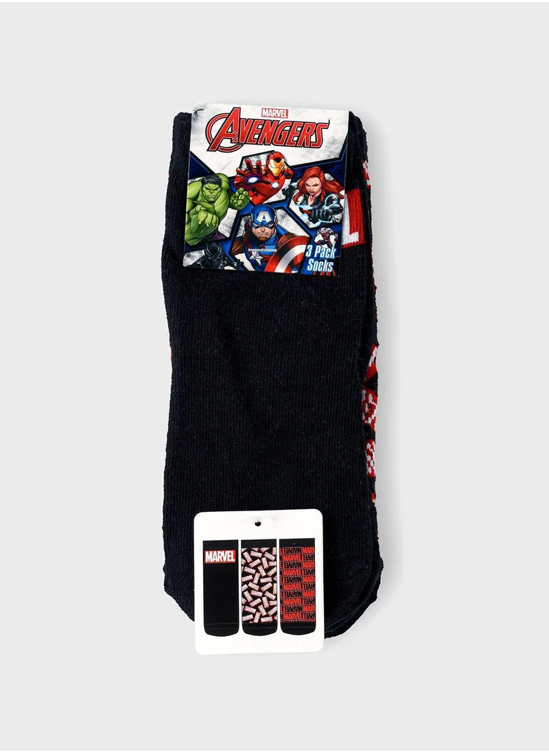 MARVEL Kids 3 Pack Marvel Comics Crew Socks