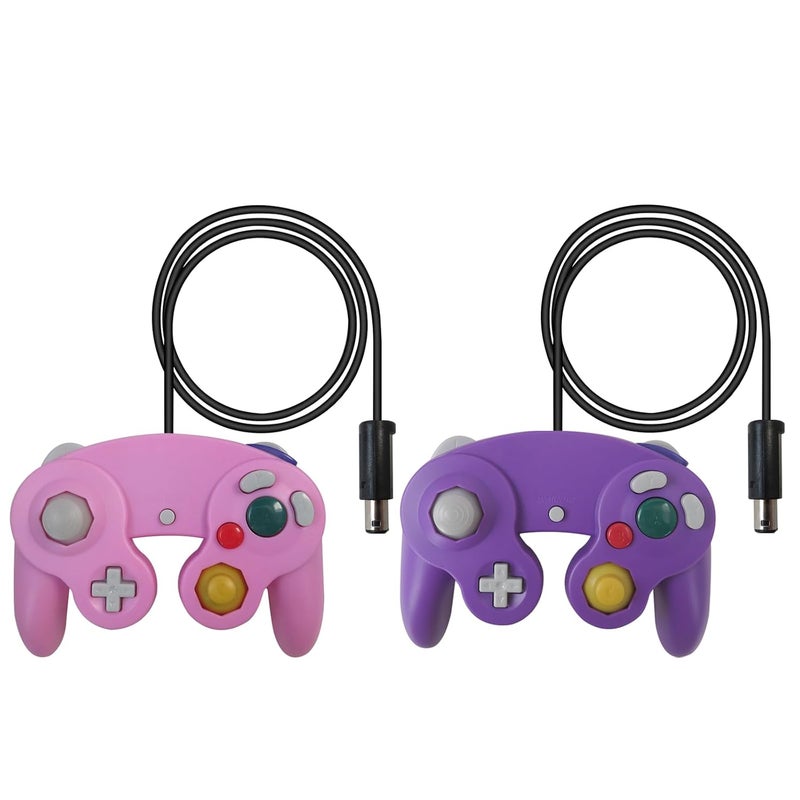 Upgraded 2 Pack GameCube Style Controller for Wii and NGC Enhanced Analog Stick Vibration Feedback Pink and Purple - Image 2