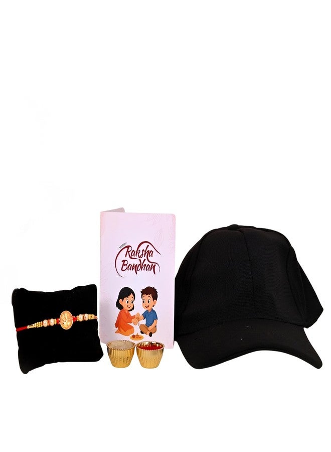 Poorak Religious Assorted Rakhi Gift – 1 Rakhi, Roli Chawal, Greeting Card & Cap - Image 4