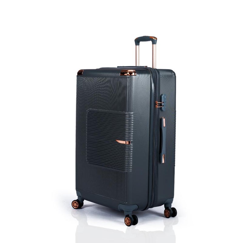 Luxury 5-piece hard-shell luggage and bridal trousseau set, made of durable ABS material, expandable, with a unique geometric design, dark gray. - Image 3